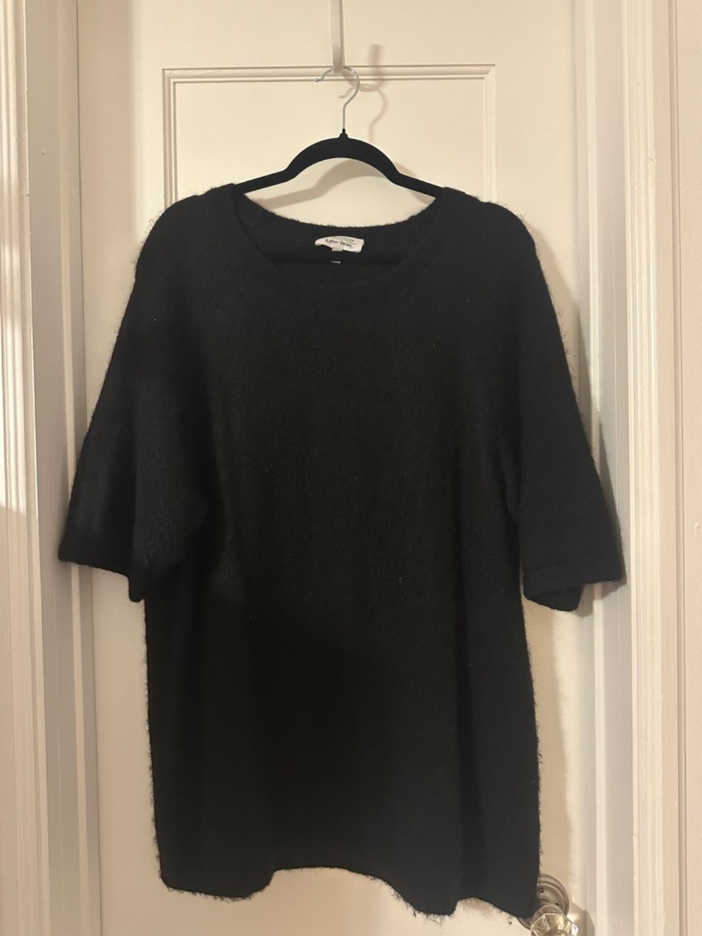 & Other Stories Black Fuzzy Knit Crewneck Sweater